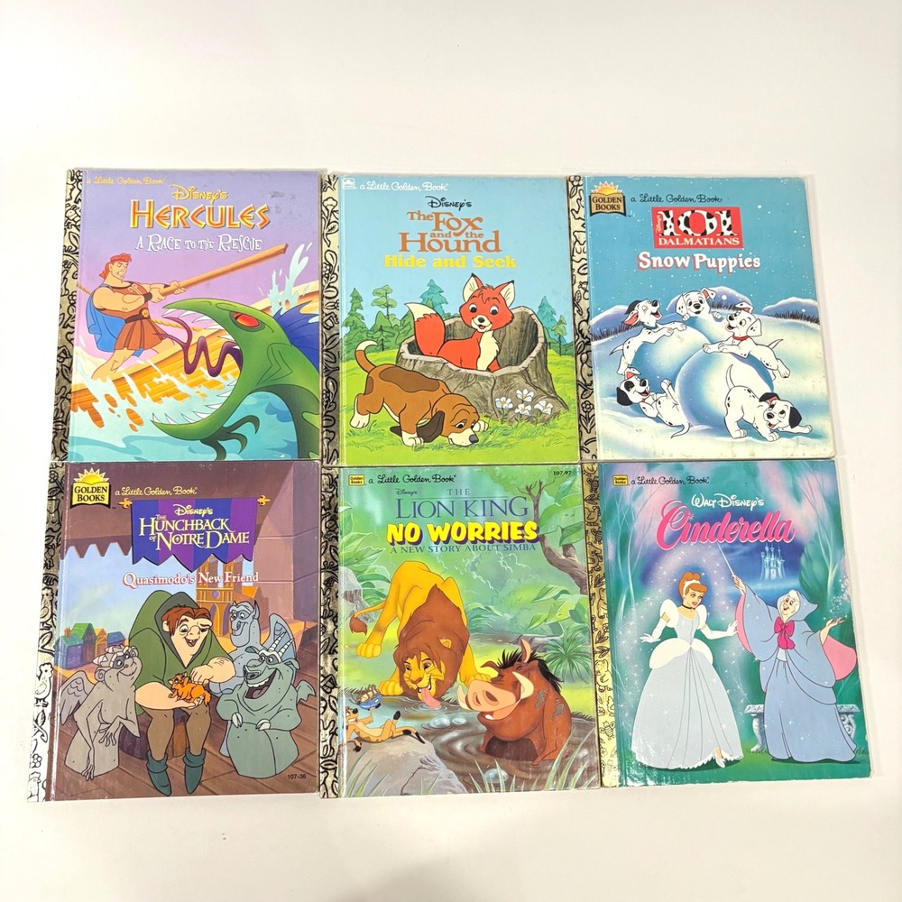Vintage Disney Little Golden Books Lot of 6 Lion King Cinderella Hercules 90s